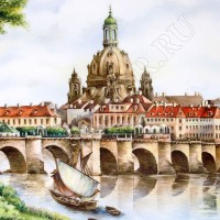 Картина на фарфоре "Вид Дрездена"